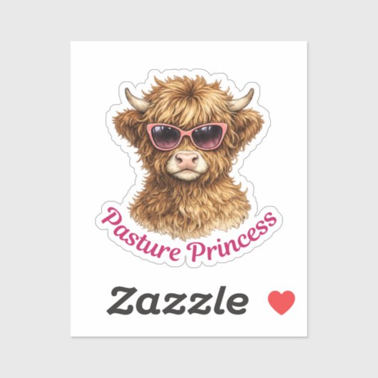 Pasture Princess Cute Funny Highland Cow シール (シート)