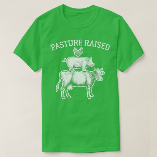Pasture Raised Eggs Chicken Pork Organic Beef Cow Tシャツ (デザイン正面)