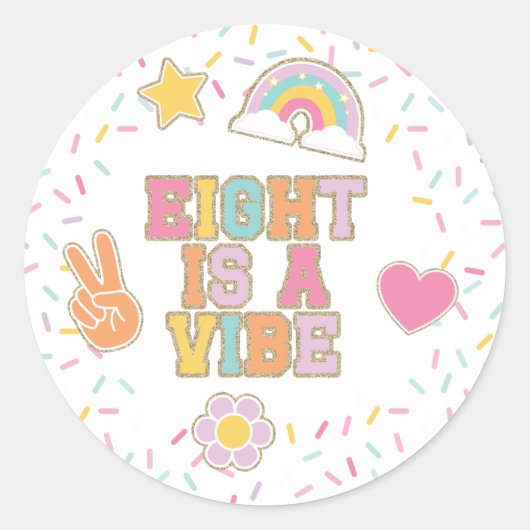 Patch Preppy Eightは8歳の誕生日を祝おう ラウンドシール (正面)