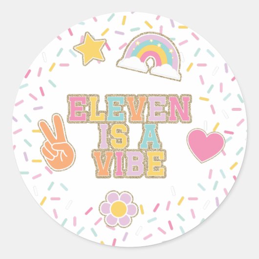 Patch Preppy Eleven is a Vibe 11歳の誕生日 ラウンドシール (正面)