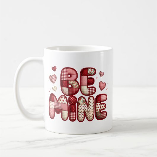 Patchwork "Be Mine" Valentine's  Mug コーヒーマグカップ (左)