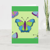 Patchwork Butterfly Pattern on Green カード (正面)