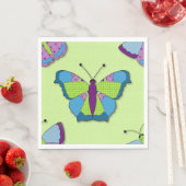 Patchwork Butterfly Pattern on Green スタンダードランチョンナプキン (インサイチュ)