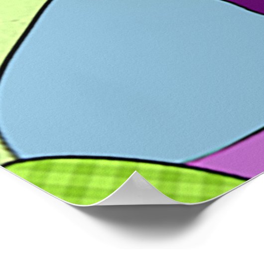 Patchwork Butterfly Pattern on Green ポスター (角)