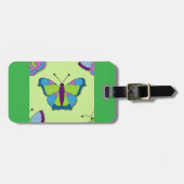 Patchwork Butterfly Pattern on Green ラゲッジタグ (正面横)