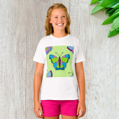 Patchwork Butterfly Pattern on Green Tシャツ