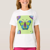 Patchwork Butterfly Pattern on Green Tシャツ (正面)