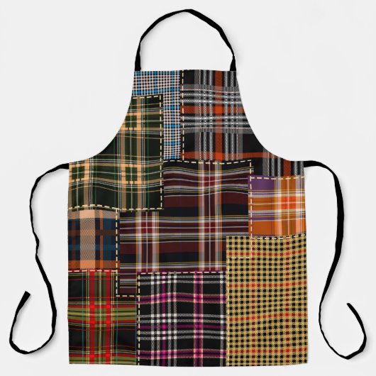 patchwork chercks pattern, tartan design, surface エプロン (正面)