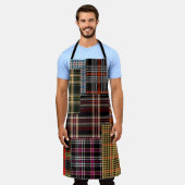 patchwork chercks pattern, tartan design, surface エプロン (着用した状態)