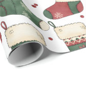 Patchwork Christmas Stockings Red Green White ラッピングペーパー (ロールコーナー)