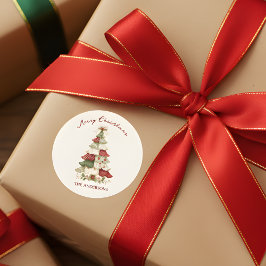 Patchwork Christmas Tree Christmas ラウンドシール