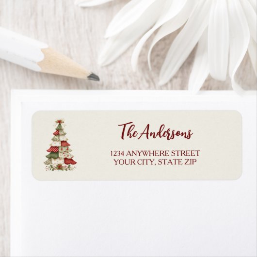 Patchwork Christmas Tree Christmas ラベル (インサイチュ)