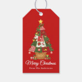 Patchwork Christmas Tree Holiday ギフトタグ (正面)