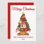 Patchwork Christmas Tree Non-Photo シーズンカード (正面/裏面)