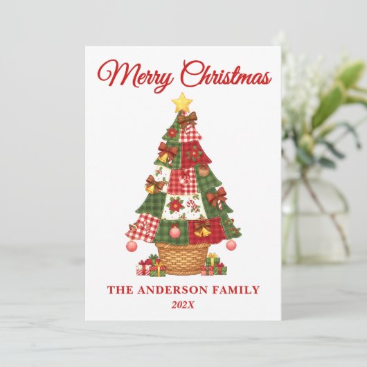 Patchwork Christmas Tree Non-Photo シーズンカード (スタンド正面)