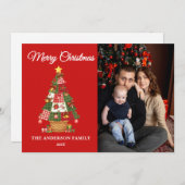 Patchwork Christmas Tree Photo シーズンカード (正面/裏面)