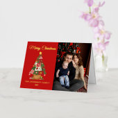 Patchwork Christmas Tree Photo 箔シーズンカード (蘭)