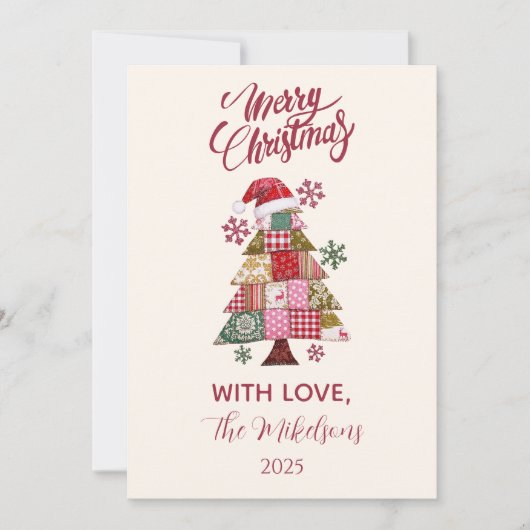 Patchwork Christmas Tree Preppy シーズンカード (正面)
