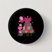 Patchwork Coquette Bow Xmas Snowman Holiday Christ 缶バッジ (正面)