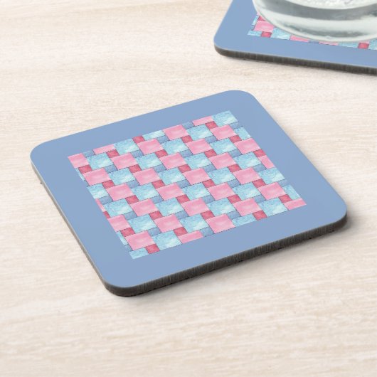 Patchwork Cork Coaster, Pinks, Blues コースター (左側)