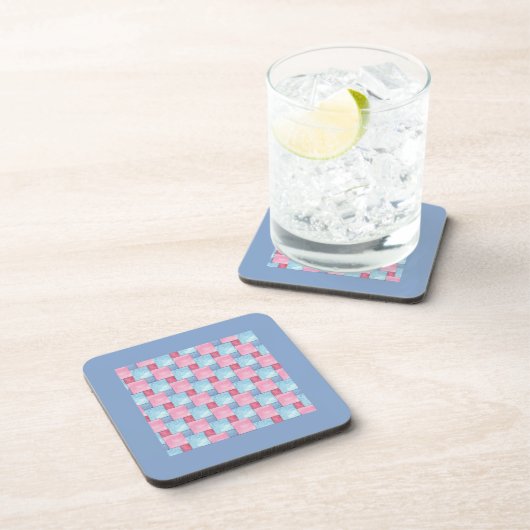 Patchwork Cork Coaster, Pinks, Blues コースター (右側)