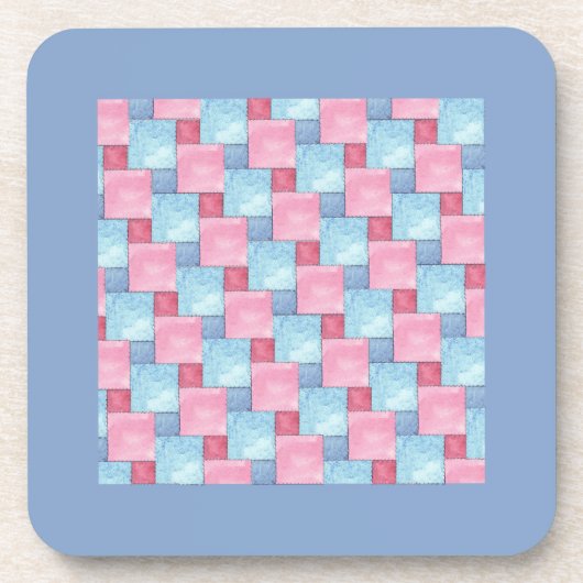 Patchwork Cork Coaster, Pinks, Blues コースター (正面)