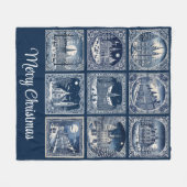 patchwork décors d'hiver/Noël フリースブランケット (正面(横))