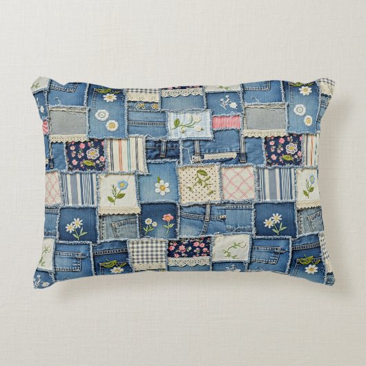 Patchwork Denim アクセントクッション (正面)