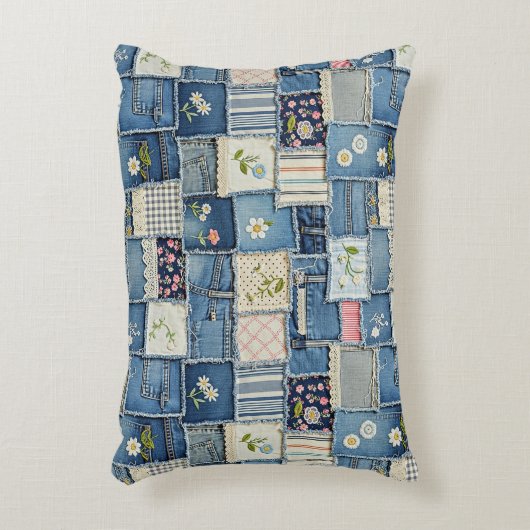 Patchwork Denim アクセントクッション (正面(垂直))