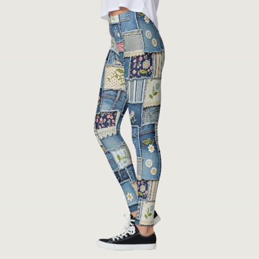 Patchwork Denim レギンス (左)