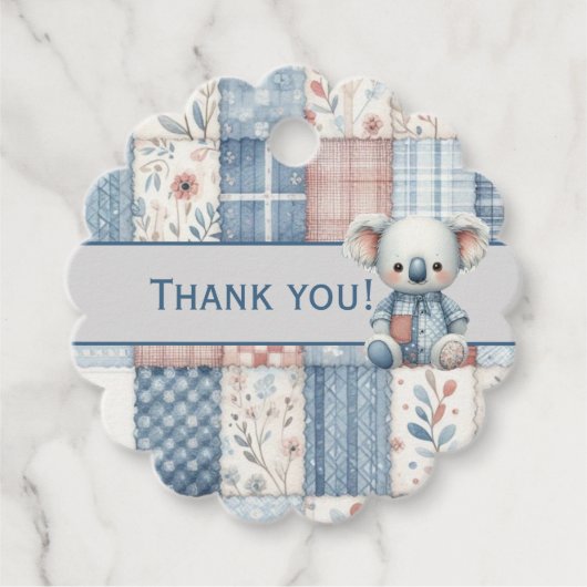 Patchwork Denim Koala Favor Tag フェイバータグ (正面)