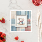 Patchwork Denim Koala Paper Napkin スタンダードカクテルナプキン (インサイチュ)