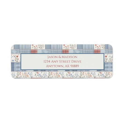 Patchwork Denim Koala Return Address Label ラベル (正面)