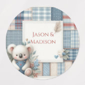 Patchwork Denim Koala Round Sticker ラベル (デザイン1)