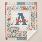 Patchwork Denim Koala Sherpa Blanket シェルパブランケット (正面)