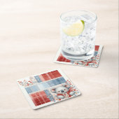 Patchwork Denim Koala Square Paper Coasters スクエアペーパーコースター (インサイチュ)