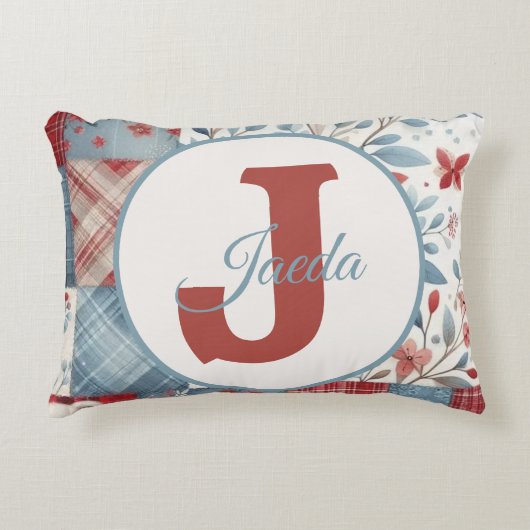 Patchwork Denim Koala Throw Pillow アクセントクッション (正面)