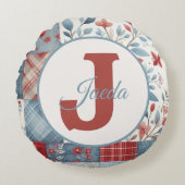 Patchwork Denim Koala Throw Pillow ラウンドクッション (正面)