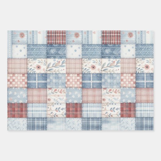 Patchwork Denim Koala Wrapping Sheets ラッピングペーパーシート (正面2)