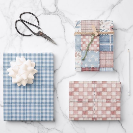 Patchwork Denim Koala Wrapping Sheets ラッピングペーパーシート (正面)