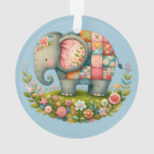 Patchwork Elephant Floral Meadow Charm オーナメント (裏面)