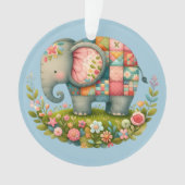 Patchwork Elephant Floral Meadow Charm オーナメント (正面)