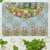 Patchwork Elephant Floral Meadow Charm キッチンタオル (折り畳み)