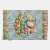 Patchwork Elephant Floral Meadow Charm キッチンタオル (横)