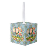 Patchwork Elephant Floral Meadow Charm キューブオーナメント (裏面アングル)