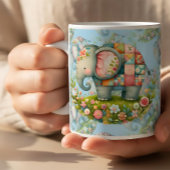 Patchwork Elephant Floral Meadow Charm コーヒーマグカップ