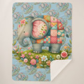 Patchwork Elephant Floral Meadow Charm シェルパブランケット (正面)