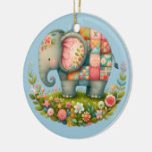 Patchwork Elephant Floral Meadow Charm セラミックオーナメント (左)
