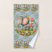 Patchwork Elephant Floral Meadow Charm バスタオルセット (ハンドタオル)