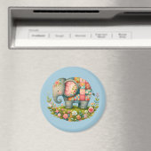 Patchwork Elephant Floral Meadow Charm マグネット (インサイチュ (食洗機))